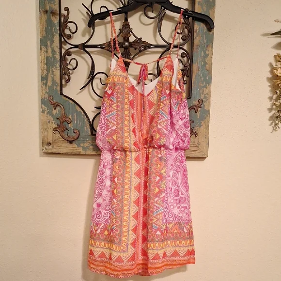 Bisou Bisou Pink and Orange Sundress. Excellent Condition Size 8 - Picture 8 of 10